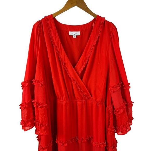 Alexis Target Dress Angel Sleeve Tiered Ruffle Orange Chiffon Plus Size 2X Boho - Picture 6 of 16